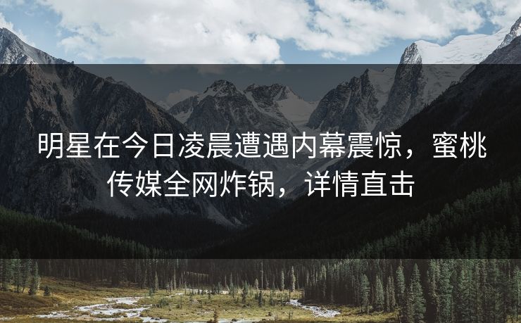 明星在今日凌晨遭遇内幕震惊，蜜桃传媒全网炸锅，详情直击