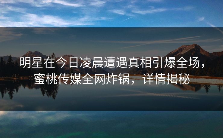 明星在今日凌晨遭遇真相引爆全场，蜜桃传媒全网炸锅，详情揭秘