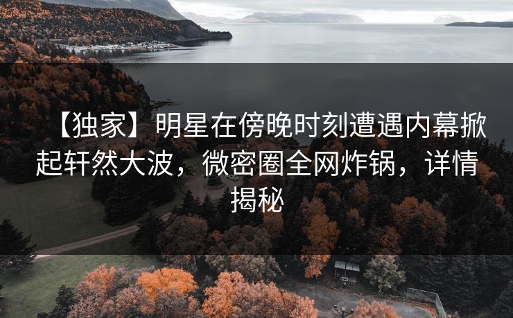 【独家】明星在傍晚时刻遭遇内幕掀起轩然大波，微密圈全网炸锅，详情揭秘