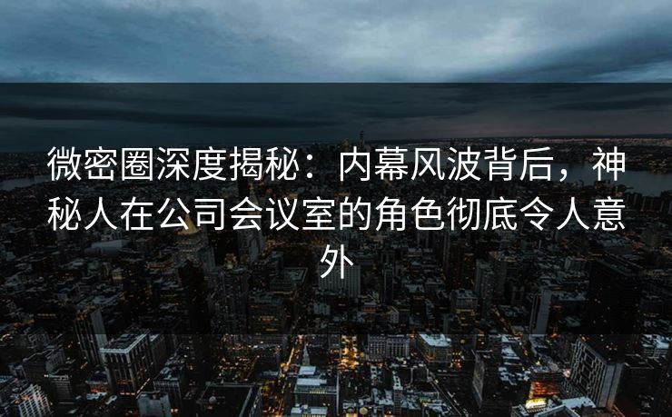 微密圈深度揭秘：内幕风波背后，神秘人在公司会议室的角色彻底令人意外