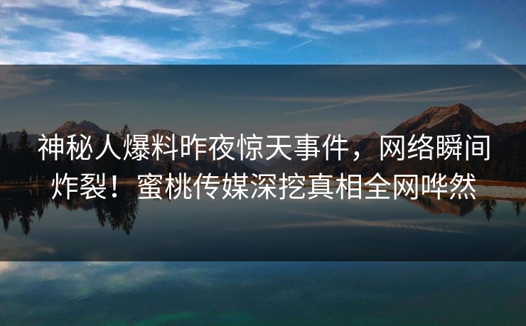 神秘人爆料昨夜惊天事件，网络瞬间炸裂！蜜桃传媒深挖真相全网哗然