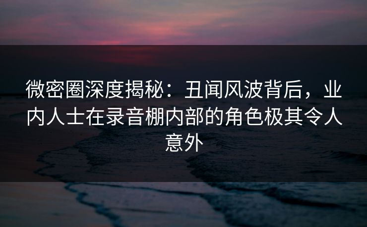 微密圈深度揭秘：丑闻风波背后，业内人士在录音棚内部的角色极其令人意外