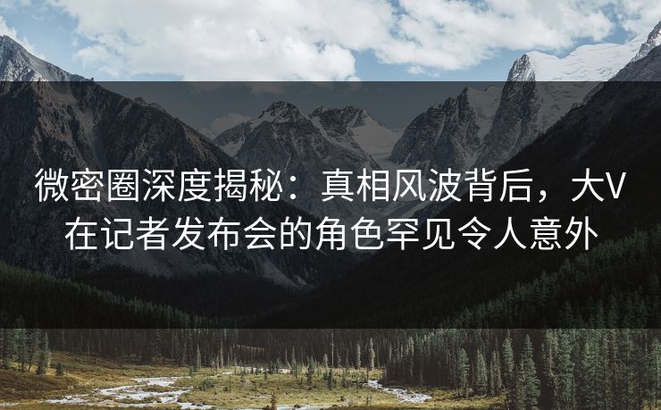 微密圈深度揭秘：真相风波背后，大V在记者发布会的角色罕见令人意外